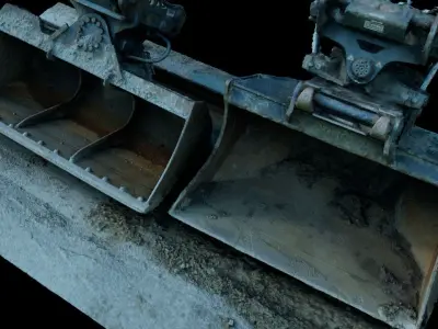 2 excavator buckets 3D model