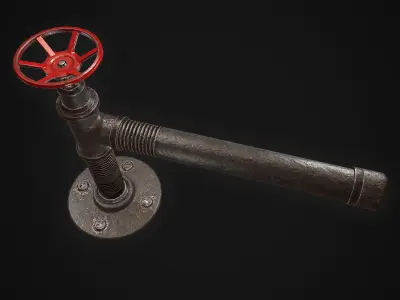 Pipe with valve Low-poly 3D model