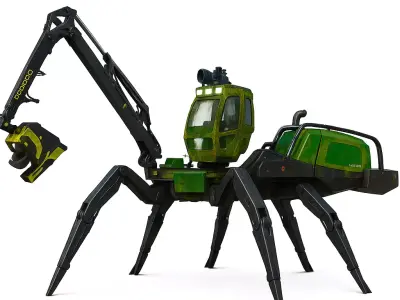 Robotic Crane Spider 3D model Low-poly 3D model