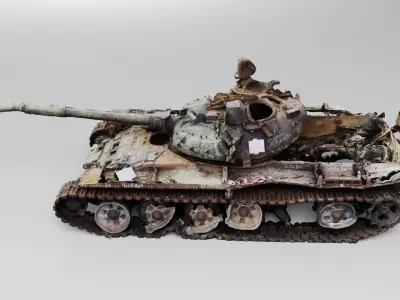 Russian T-72 tank destroyed by Ukrainian army 3D model buy