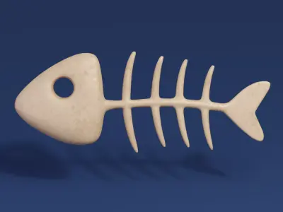Cartoon Fish bones  Low-poly 3D model