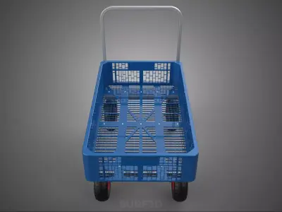 PUSHCART CRATE GRID TUB WAGON TROLLEY 4 FOUR SWIVEL CASTER WHEEL 3D model