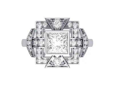 Princess Art Deco Ring 3D print model 8