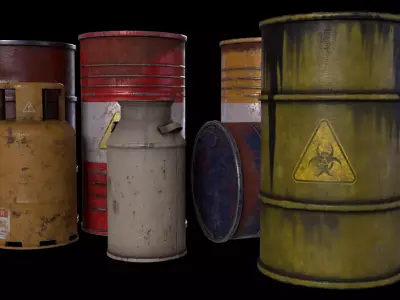 Barrels pack Low-poly 3D model purchase
