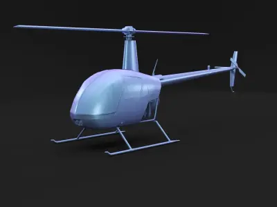 Small yellow passenger helicopter 3D model