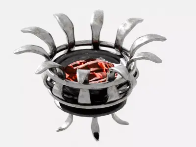 Medieval Fire Brazier - Fire Pit - Subdiv Ready Low-poly 3D model