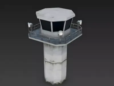 Modern Military Concrete Watchtower 3D Model Low-poly 3D model