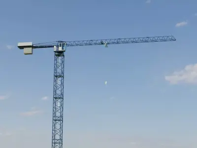 Flat Top Tower Crane 6 - Construction Crane 3D model