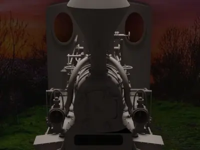 Locomotive train in tunnel with neon lights 3D model