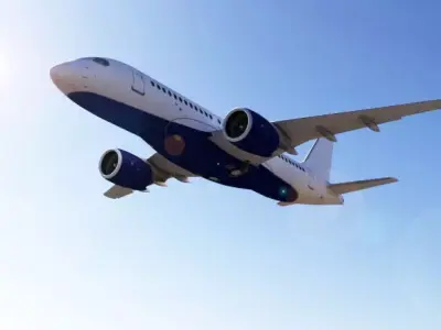 Airplane flies in sky Low-poly 3D model