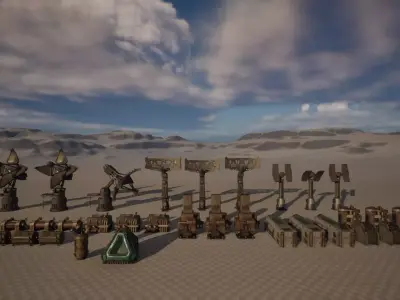 Animated Sci-Fi Props And Machinery Collection - UE5 Ready Low-poly 3D model