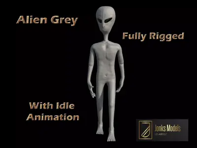 Alien Grey Low-poly 3D model buy