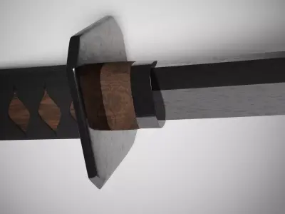 Katana samurai sword Low-poly 3D model 6