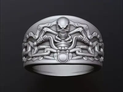 Biker Skull Ring 3D print model buy