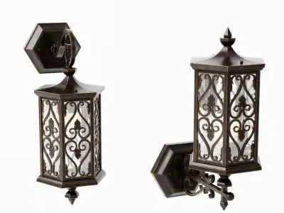 Classic European Exterior Lighting And Wall Lantern Set Low-poly 3D model