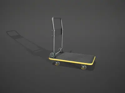Folding Platform Truck - Trolley - Yellow Accents Low-poly 3D model