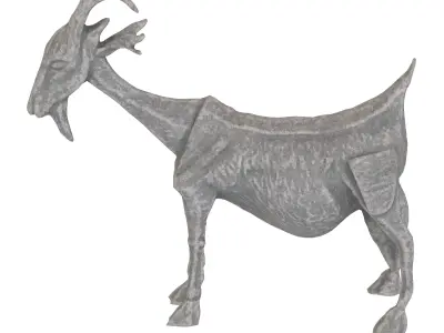 Ancient Goat stone statues Low-poly 3D model