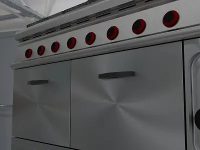Gas cooker with oven industrial type 3D model