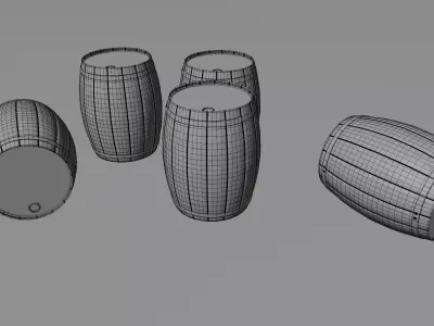High-quality 3D model of a wooden barrel set 3D model