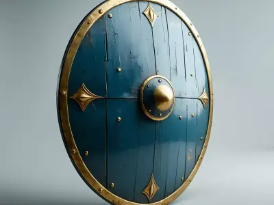 Realistic Medieval Round Wooden Shield Low-poly 3D model