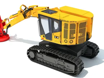 Tracked Feller Buncher Forestry Harvester 3D model