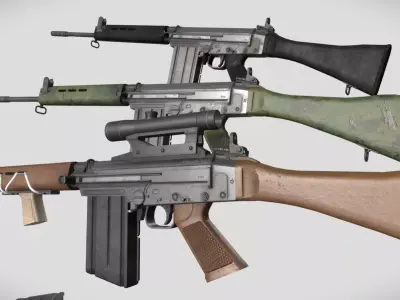 Battle rifle minipack Low-poly 3D model