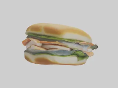 Fish fillet sandwich model Low-poly 3D model