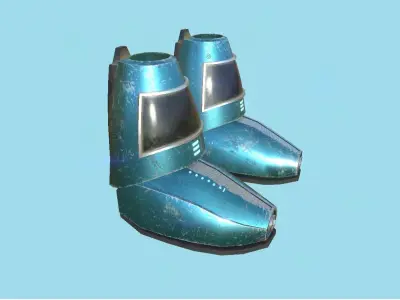 Sci-Fi Boots 04 - Character Design - Megaman Robot Style Low-poly 3D model