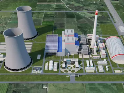 Thermal power plant - nuclear power plant - chemical plant 3D model by Todd223