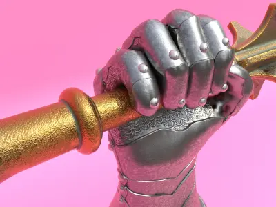 Stylized Mechanical Sculpture -Iron Grip Low-poly 3D model