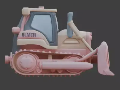 Stylized 3D Valentine Bulldozer Model Low-poly 3D model