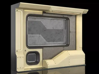Interior Sci-fi part with windows PBR 3D model