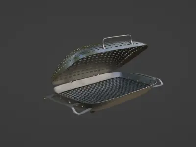 Grilling and BBQ utensils Grill Basket Low-poly 3D model