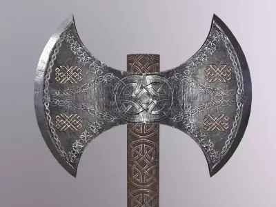  Battle Axe Game ready PBR Free low-poly 3D model Free low-poly 3D model