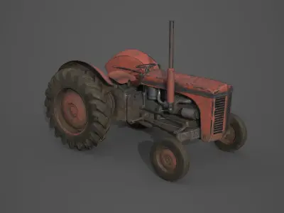 Old Farm Tractor - PBR and Game Ready Low-poly 3D model