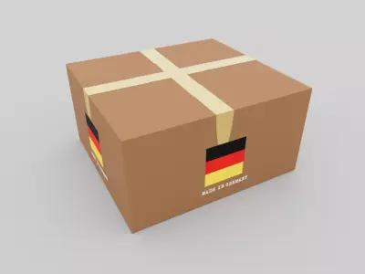German carton box Low-poly 3D model