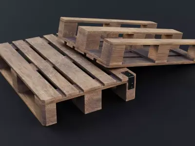 Pallet three wooden pallets Low-poly 3D model purchase