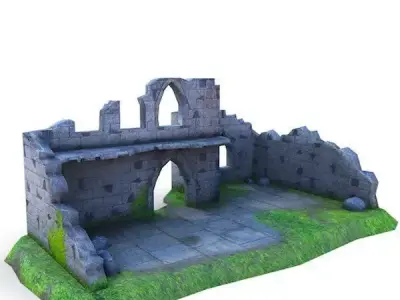 Medieval Building 55 Ruins Low-poly 3D model