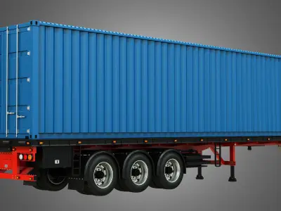 Tri-Axle Container Trailer 3D model