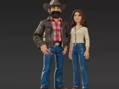 84 - Bearded Trucker in Cowboy Hat - 1 24   1 25 Scale 3D print model