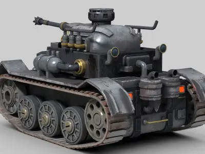 Cartoon Steampunk Tank 3D model