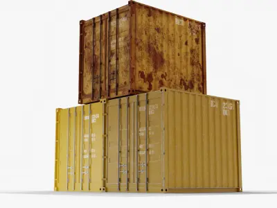 10Ft Cargo Container - Yellow 3D Model Pack