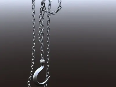 Industrial Hook with Chains 3D model