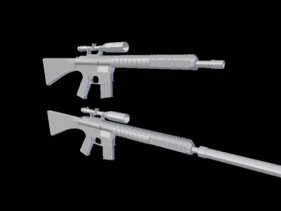 Mk 11-M110 Sniper Rifle - Game ready - Rigged - Low-poly 3D model