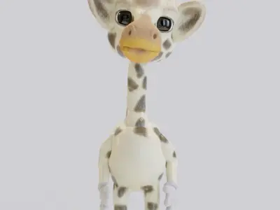 Cute cartoon model rigged giraffe  3D model