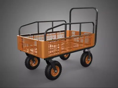 CARGO CART WAGON WAREHOUSE GARDEN CRATE RACK TROLLEY WHEELBARROW 3D model