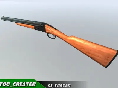 Shotgun riffle low poly 3d model Low-poly 3D model