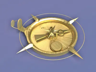 Ancient Golden Compass Low-poly 3D model