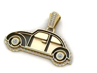 Golden Retro Car Pendant   Luxury Vehicle Jewelry 3D Model  3D print model purchase