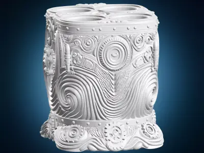Steampunk Gear Design To Toothbrush Holder 3D print model